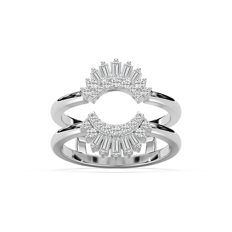 Monroe 1/2 ctw Baguette and Round LGD Double Row Enhancer Curved Band - 14K White Gold