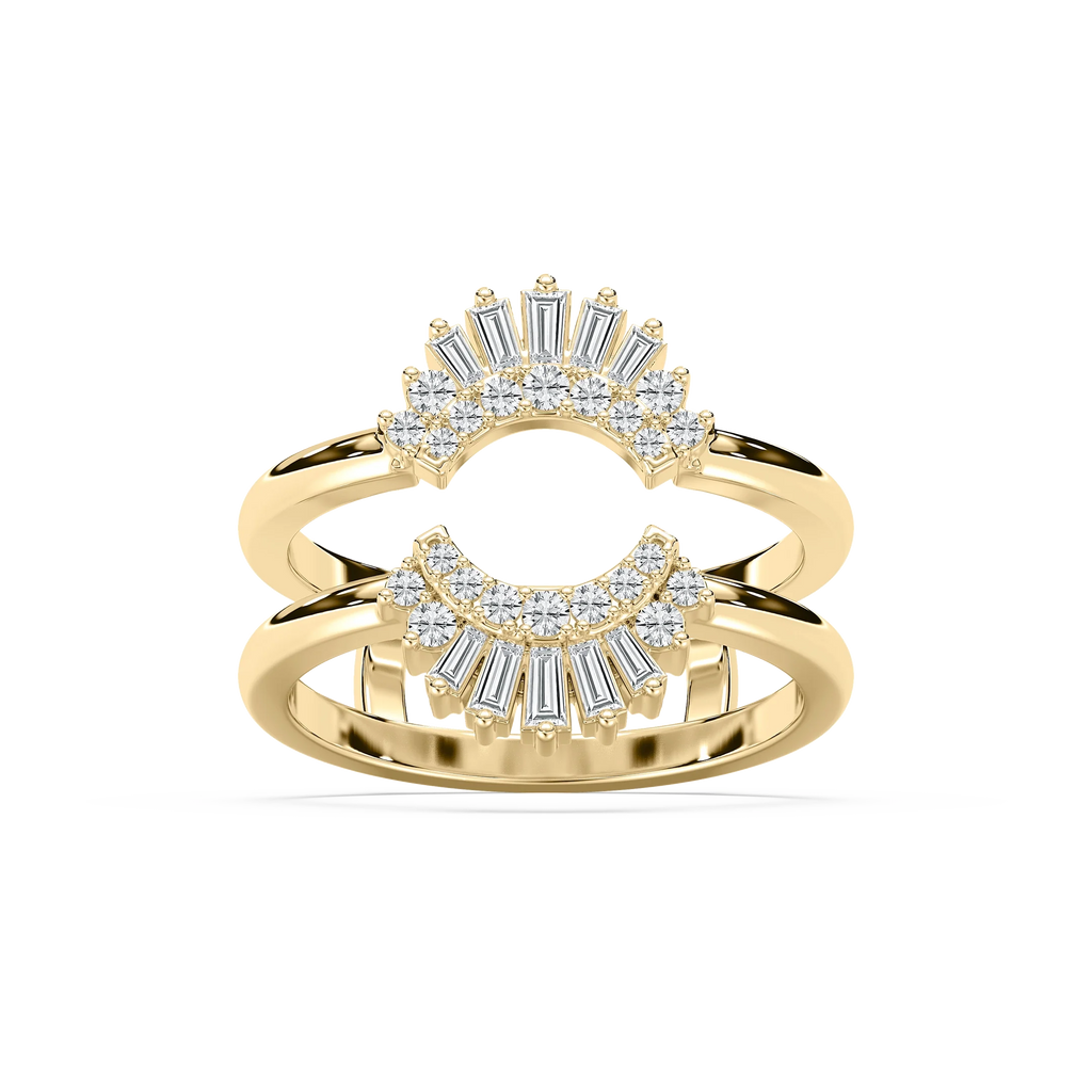 Monroe 1/2 ctw Baguette and Round LGD Double Row Enhancer Curved Band - 14K Yellow Gold