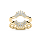 Monroe 1/2 ctw Baguette and Round LGD Double Row Enhancer Curved Band - 14K Yellow Gold