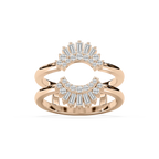 Monroe 1/2 ctw Baguette and Round LGD Double Row Enhancer Curved Band - 14K Rose Gold