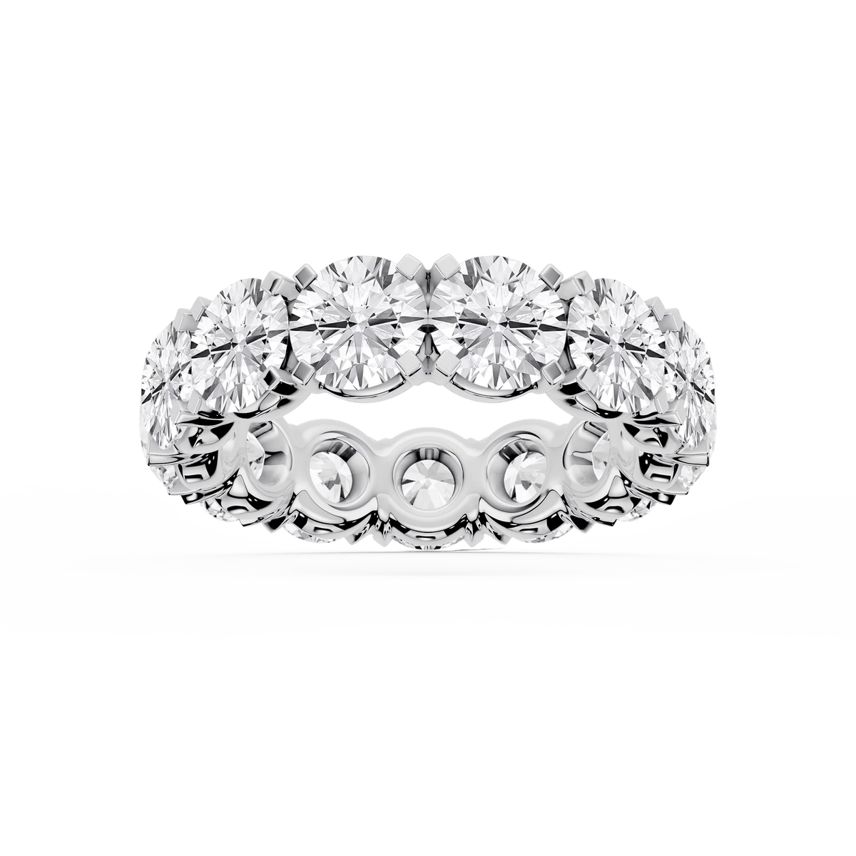 Morgan Round LGD Classic Four Prong Eternity Band - 18K White Gold / 9 ctw / F-VS2