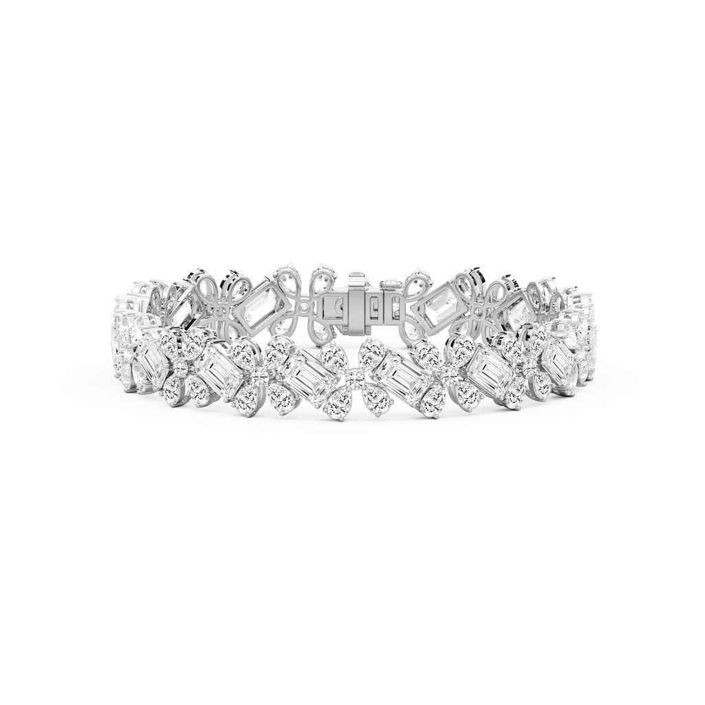 24 ⁵⁄₈ ctw Round, Emerald and Pear LGD Floral Tennis Bracelet  - 7.15 Inches - Signature Collection