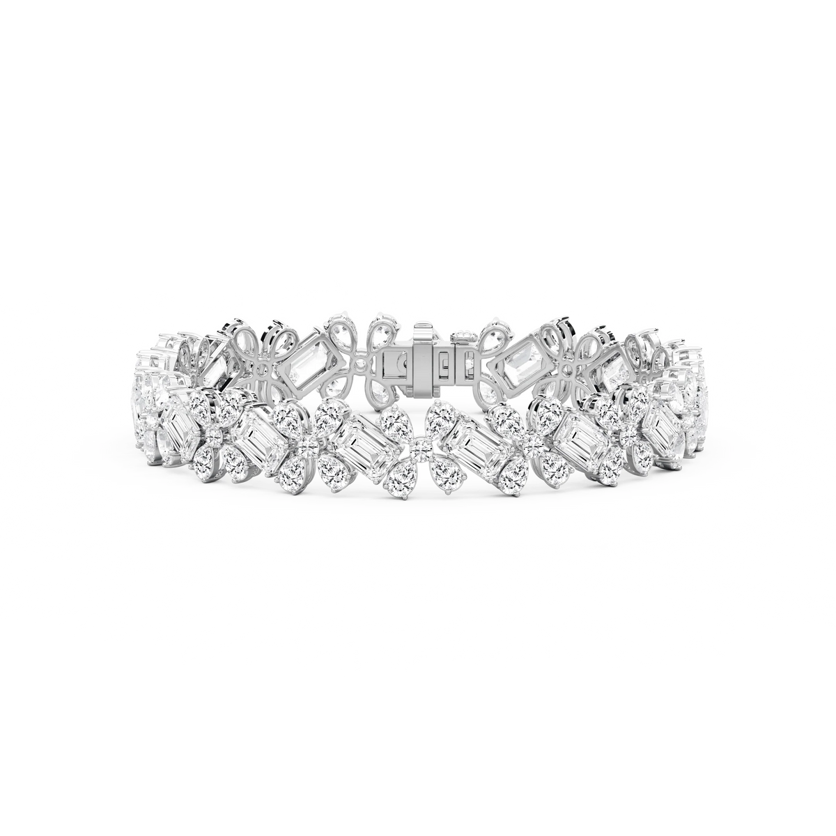 24 ⁵⁄₈ ctw Round, Emerald and Pear LGD Floral Tennis Bracelet  - 7.15 Inches - Signature Collection