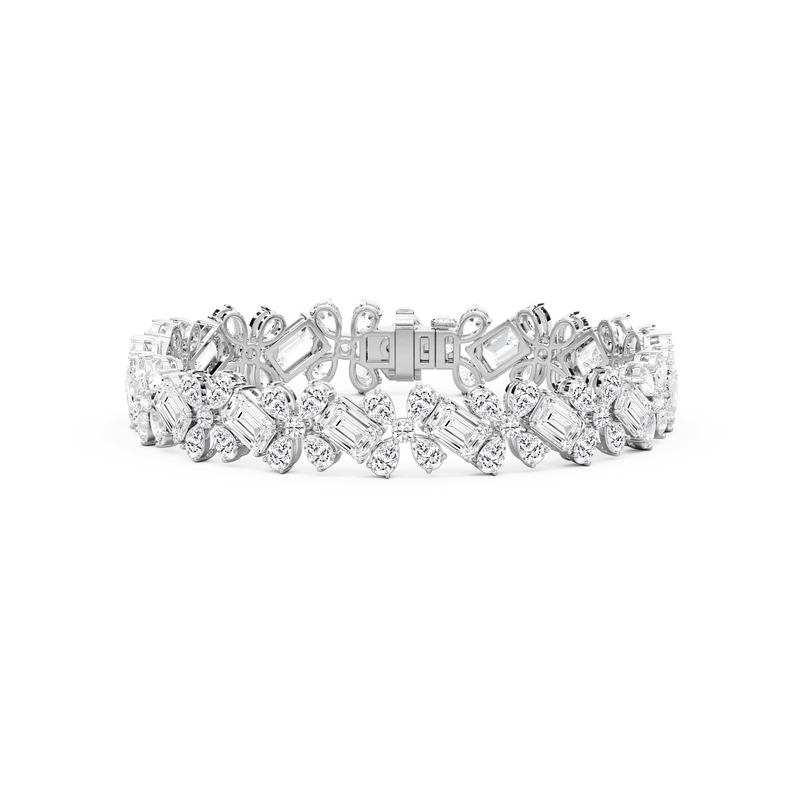 24 ⁵⁄₈ ctw Round, Emerald and Pear LGD Floral Tennis Bracelet  - 7.15 Inches - Signature Collection
