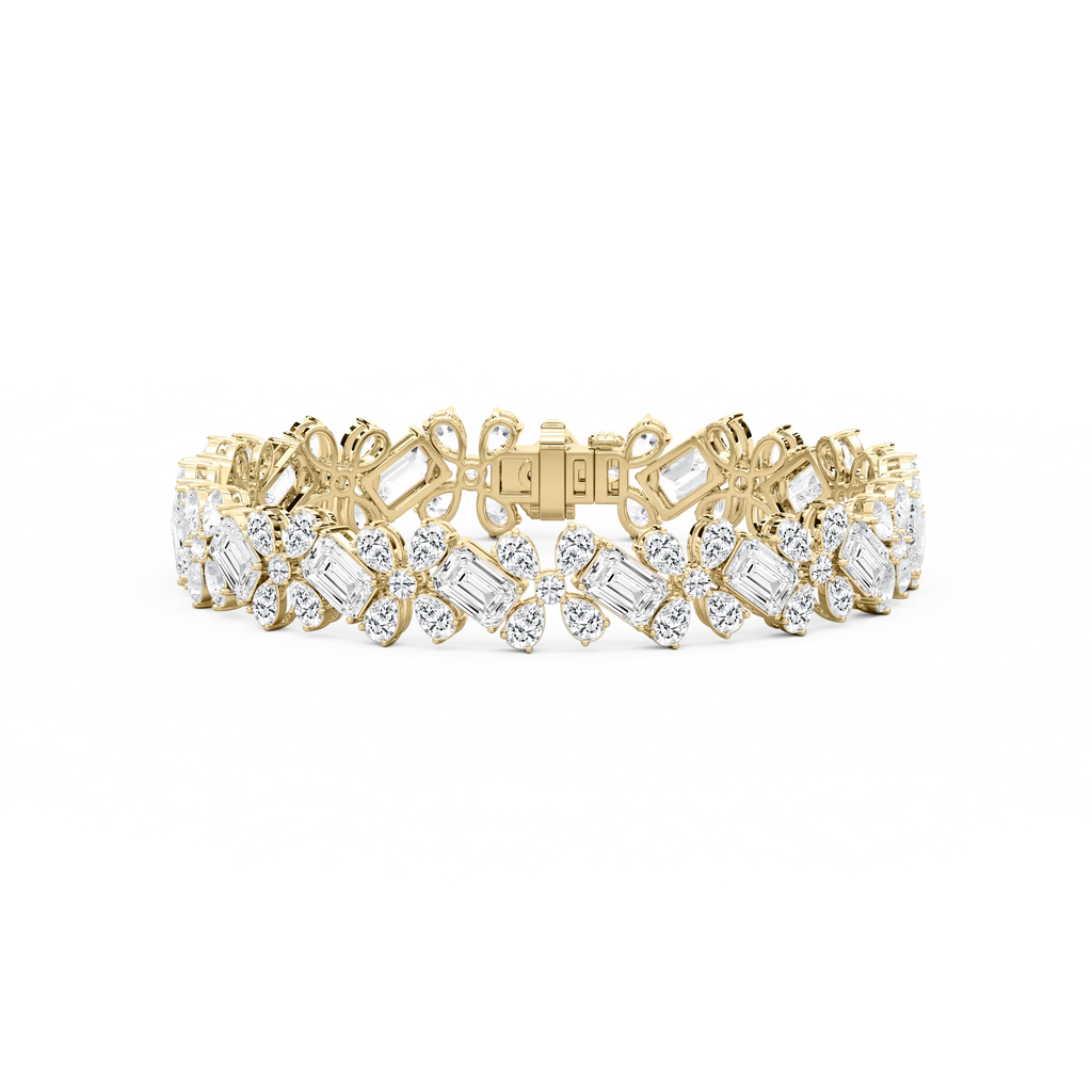 24 ⁵⁄₈ ctw Round, Emerald and Pear LGD Floral Tennis Bracelet  - 7.15 Inches - Signature Collection