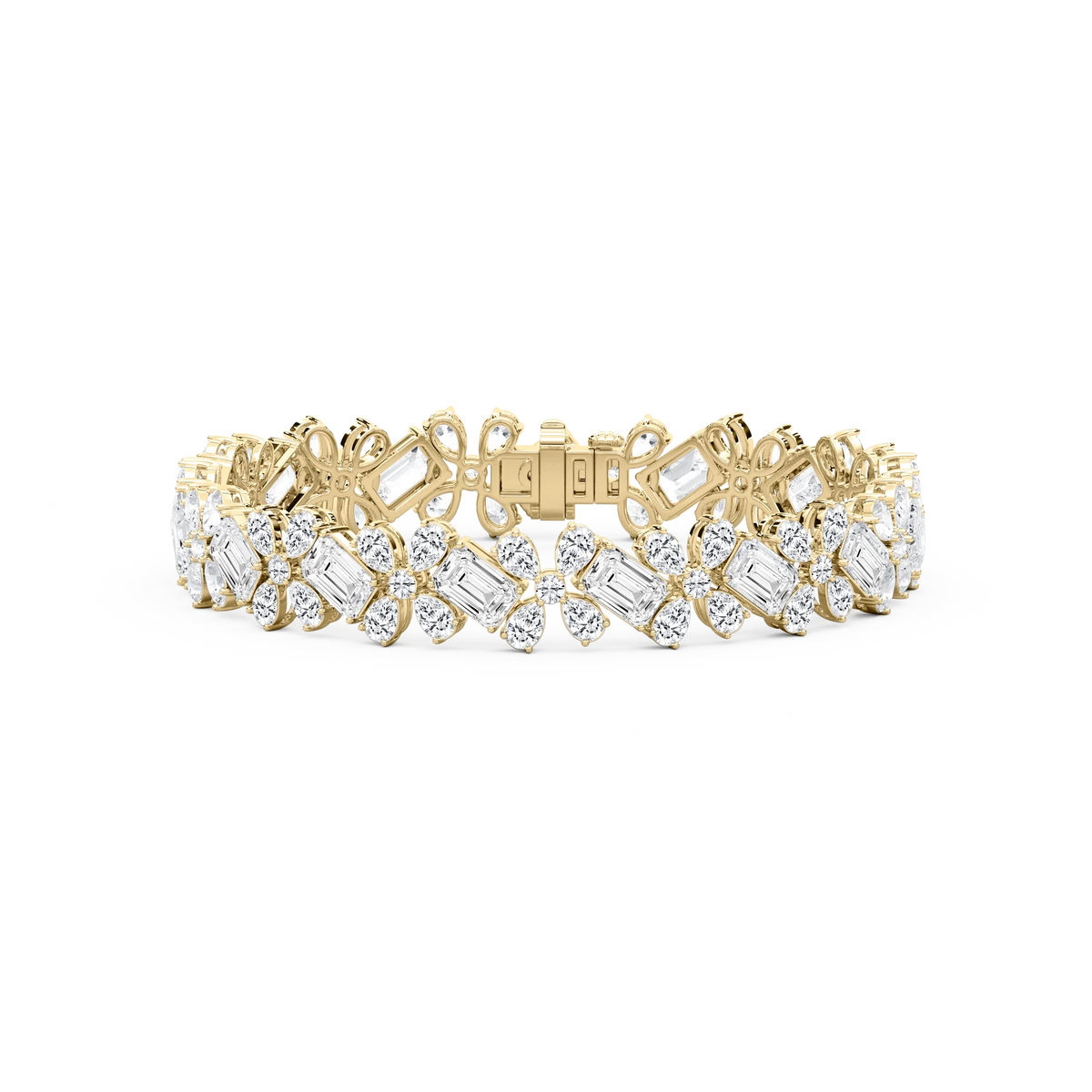24 ⁵⁄₈ ctw Round, Emerald and Pear LGD Floral Tennis Bracelet  - 7.15 Inches - Signature Collection