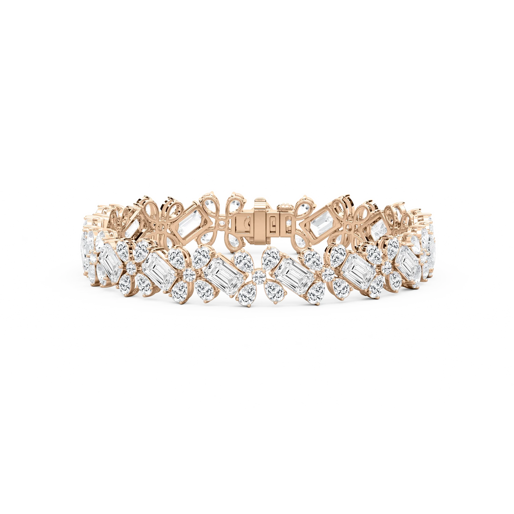 24 ⁵⁄₈ ctw Round, Emerald and Pear LGD Floral Tennis Bracelet  - 7.15 Inches - Signature Collection