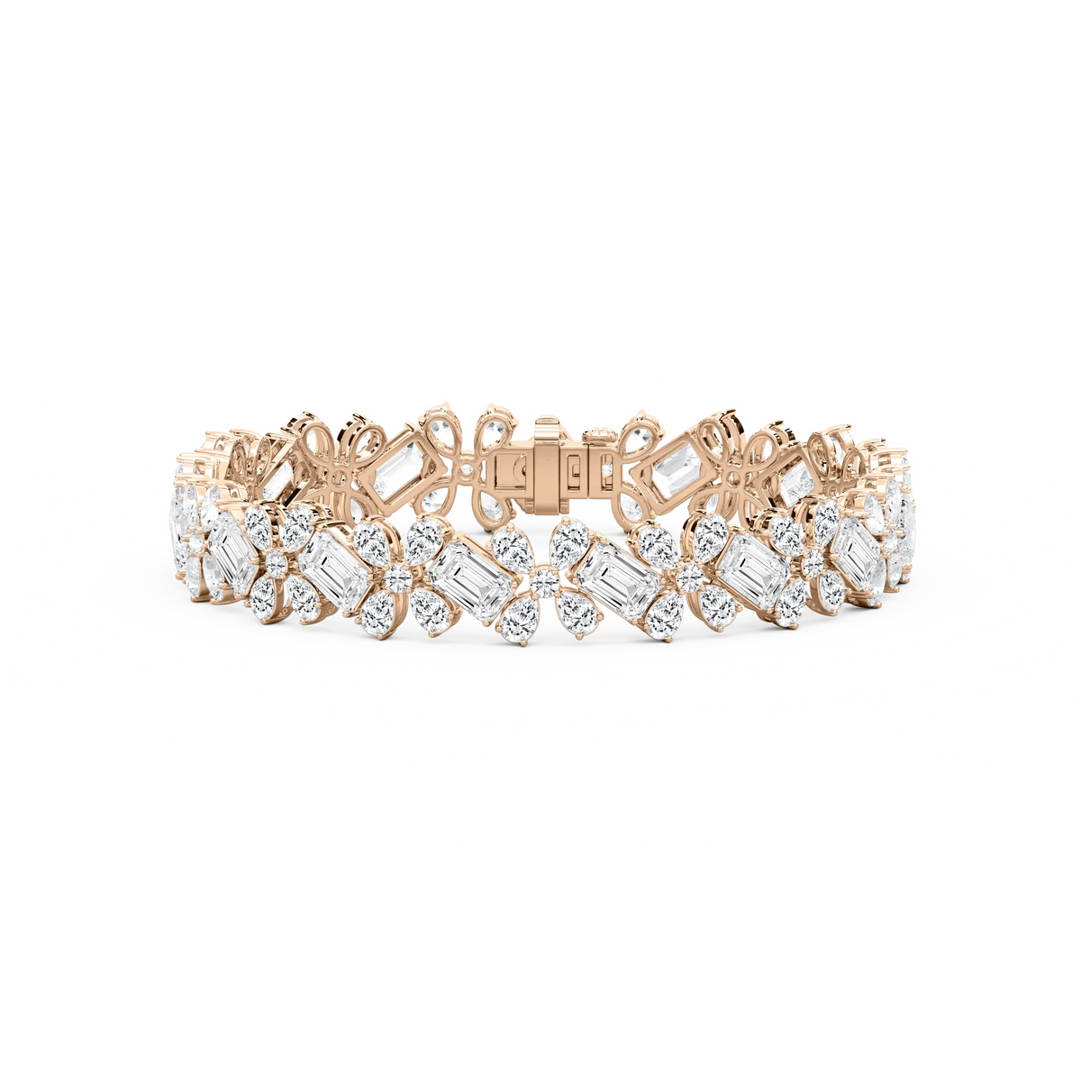 24 ⁵⁄₈ ctw Round, Emerald and Pear LGD Floral Tennis Bracelet  - 7.15 Inches - Signature Collection