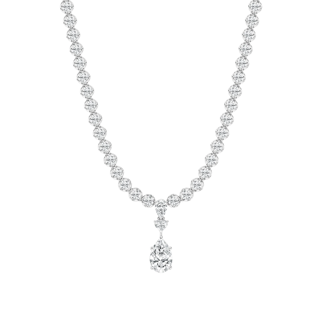 12 ½ ctw Pear, Round and Heart LGD Bezel Tennis Necklace 18 Inches - Signature Collection