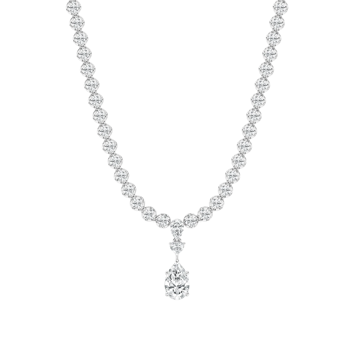 12 ½ ctw Pear, Round and Heart LGD Bezel Tennis Necklace 18 Inches - Signature Collection