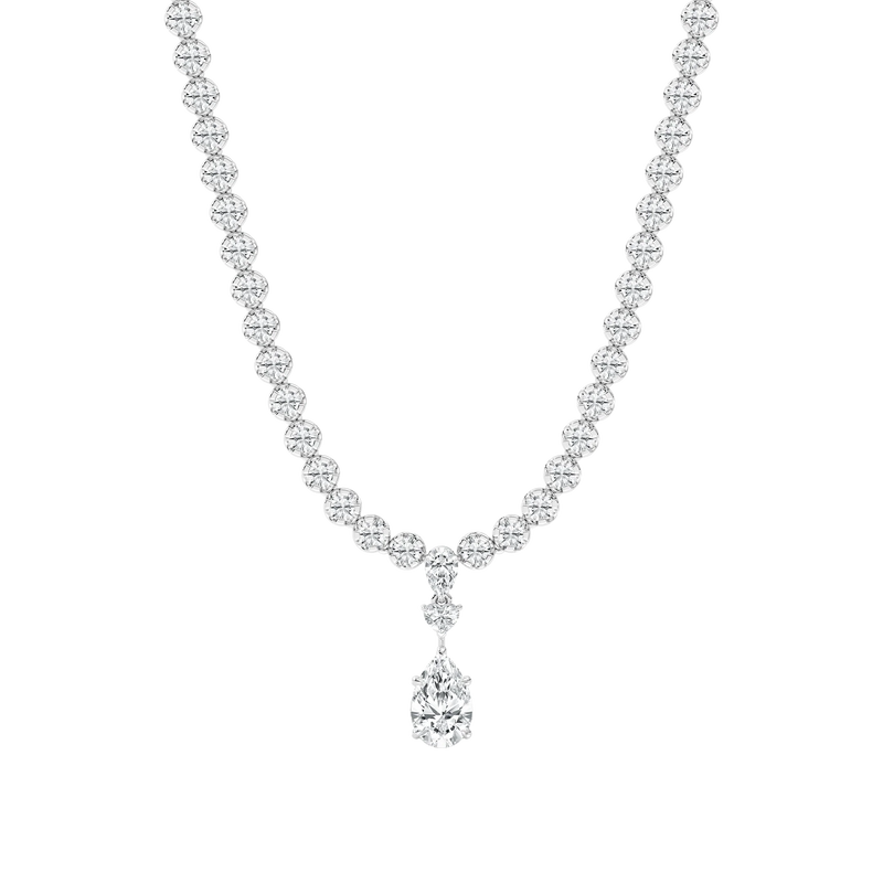 12 ½ ctw Pear, Round and Heart LGD Bezel Tennis Necklace 18 Inches - Signature Collection