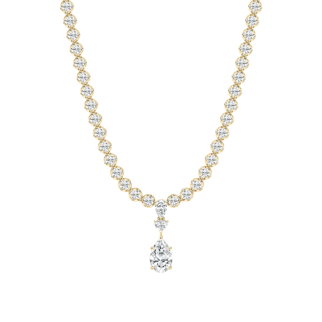 12 ½ ctw Pear, Round and Heart LGD Bezel Tennis Necklace 18 Inches - Signature Collection