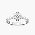 Clio Oval LGD Nature Inspired Side Stone Engagement Ring - 14K White Gold