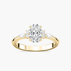 Clio Oval LGD Nature Inspired Side Stone Engagement Ring - 18K Yellow Gold