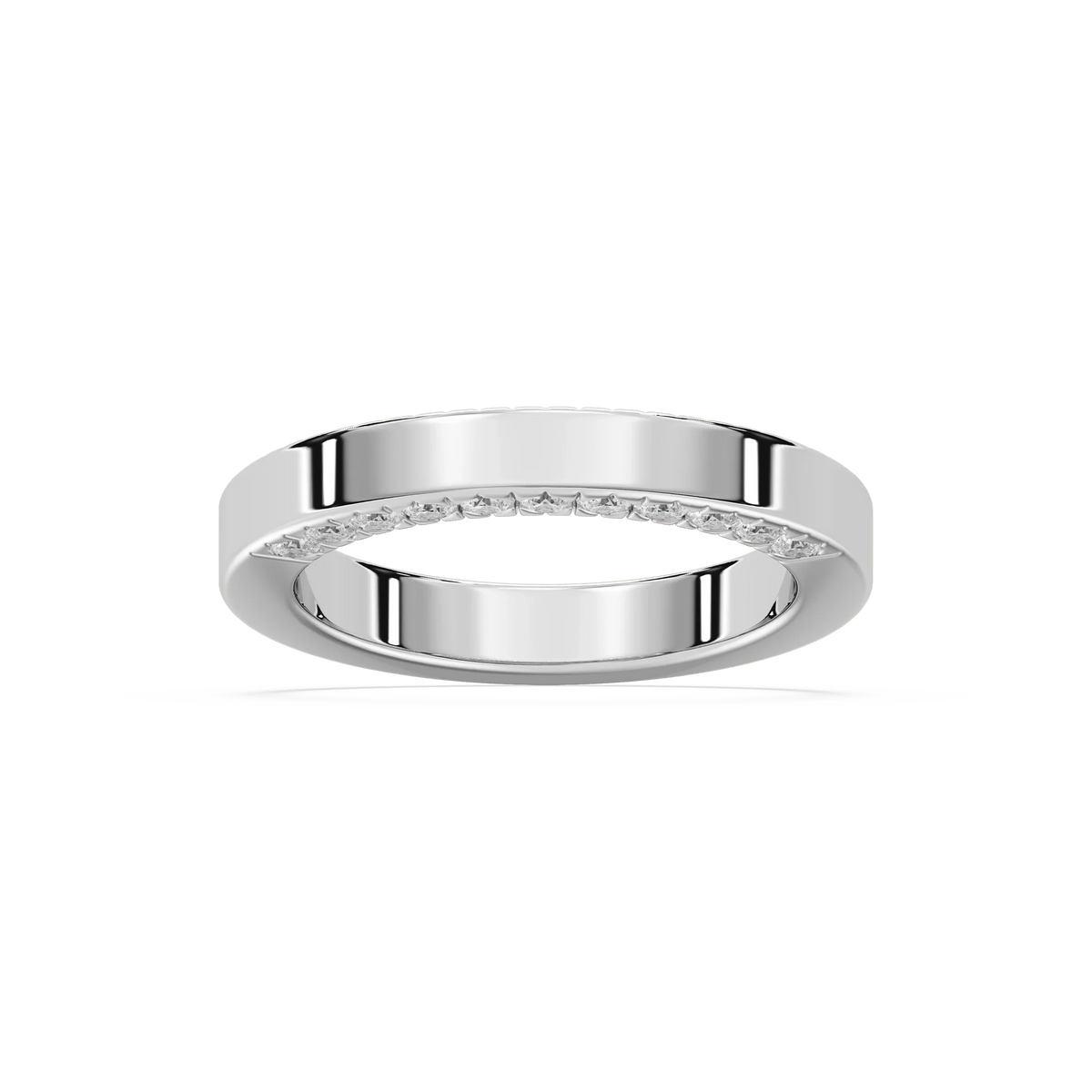 Myah 1 ctw Round LGD 3.80mm High Polish Wedding Band - 14K White Gold / F-VS2