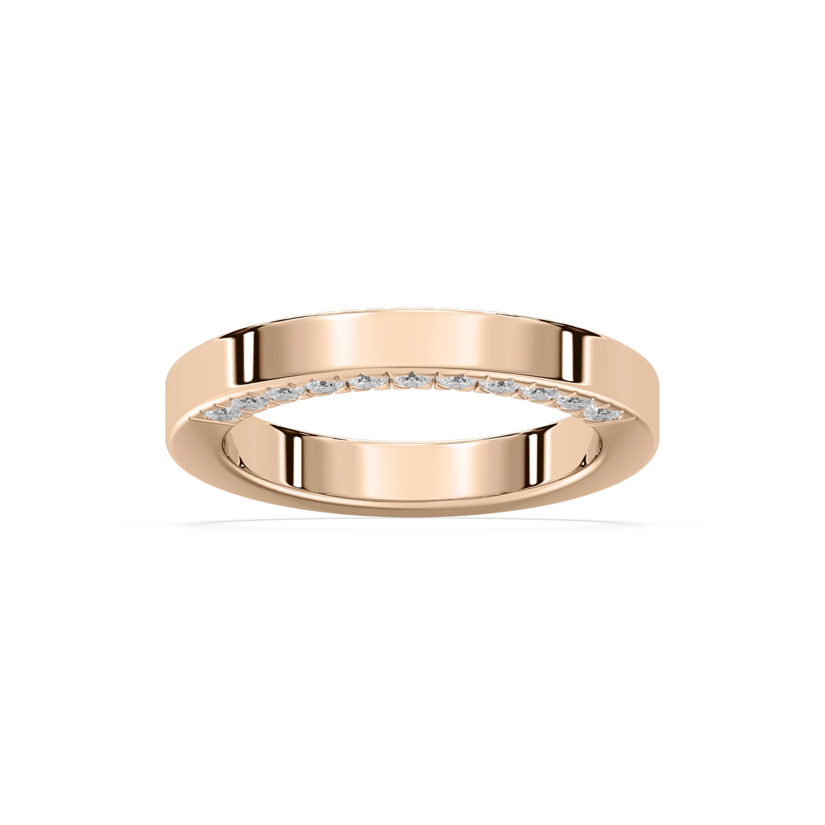 Myah 1 ctw Round LGD 3.80mm High Polish Wedding Band - 14K Rose Gold / F-VS2