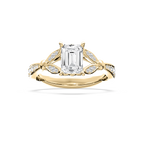Nadine 1 ⅔ ctw Emerald LGD Floral Side Stone Engagement Ring - 14K Yellow Gold / F-VS2
