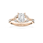 Nadine 1 ⅔ ctw Emerald LGD Floral Side Stone Engagement Ring - 18K Rose Gold / F-VS2