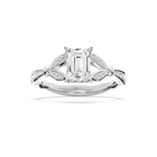 Nadine 1 ⅔ ctw Emerald LGD Floral Side Stone Engagement Ring - 14K White Gold / E-VS1