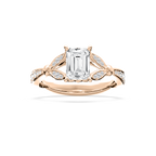 Nadine 1 ⅔ ctw Emerald LGD Floral Side Stone Engagement Ring - 14K Rose Gold / E-VS1
