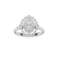Naida 7/8 ctw Oval LGD Petite Antique Halo Promise Ring - 14K White Gold