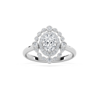 Naida 7/8 ctw Oval LGD Petite Antique Halo Promise Ring - 14K White Gold