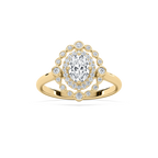Naida 7/8 ctw Oval LGD Petite Antique Halo Promise Ring - 14K Yellow Gold