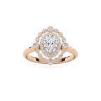 Naida 7/8 ctw Oval LGD Petite Antique Halo Promise Ring - 14K Rose Gold