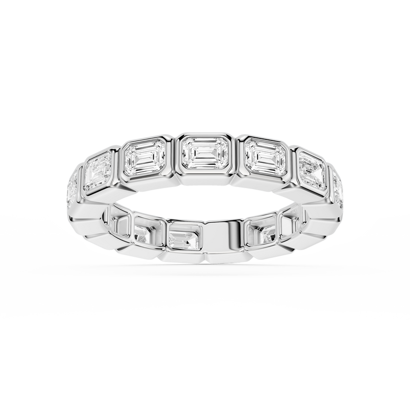 Natasha Emerald LGD East West Bezel Eternity Band - 14K White Gold / 2 ctw