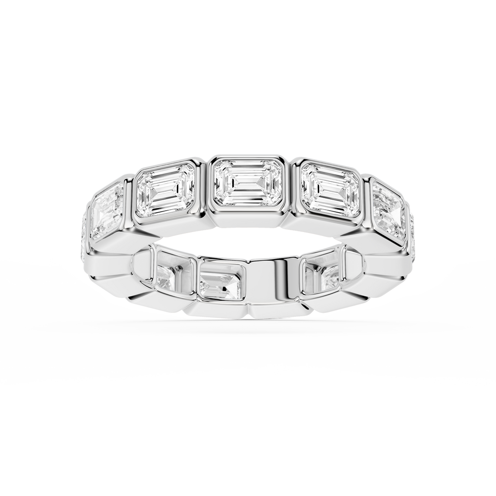 Natasha Emerald LGD East West Bezel Eternity Band - 14K White Gold / 4 ctw