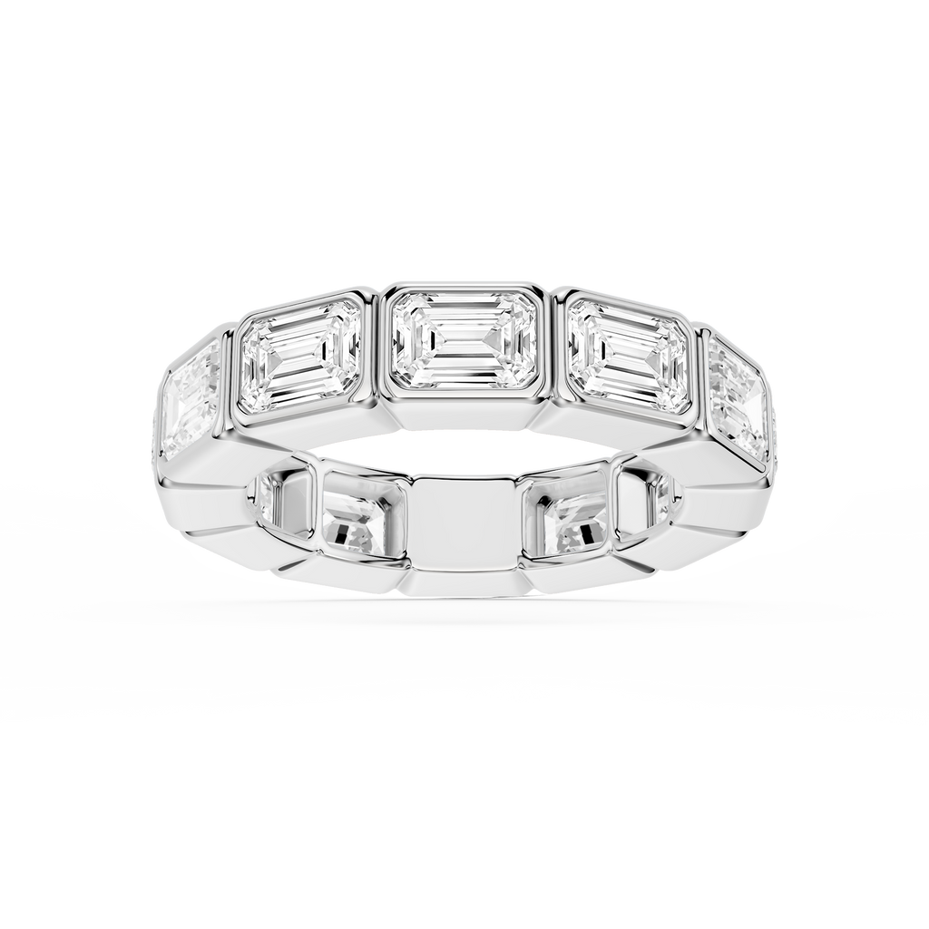 Natasha Emerald LGD East West Bezel Eternity Band - 14K White Gold / 5 ctw