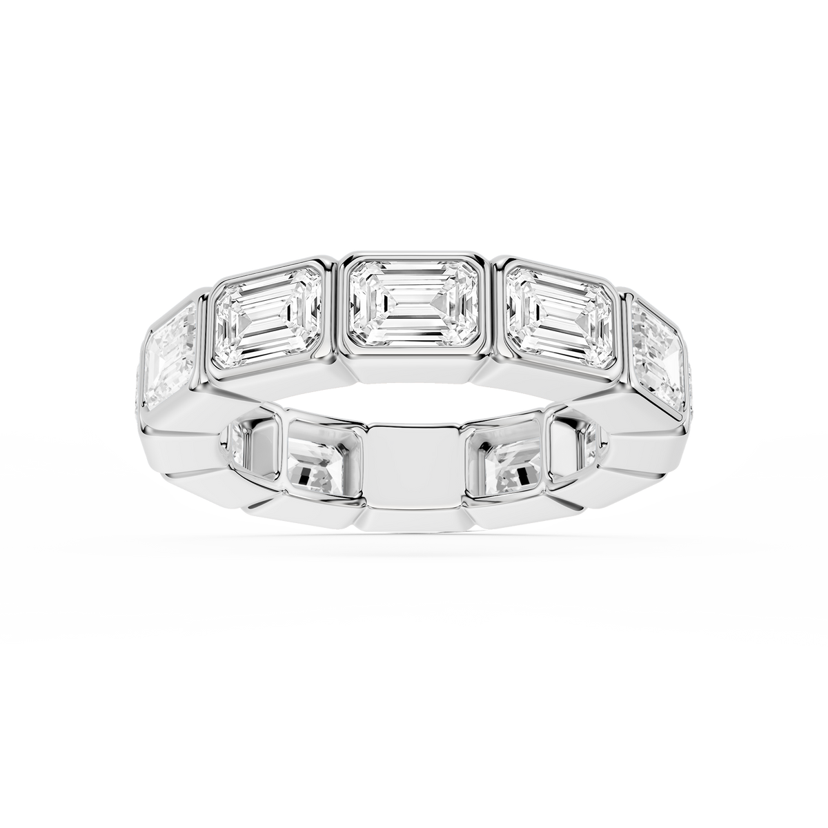 Natasha Emerald LGD East West Bezel Eternity Band - 14K White Gold / 6 ctw