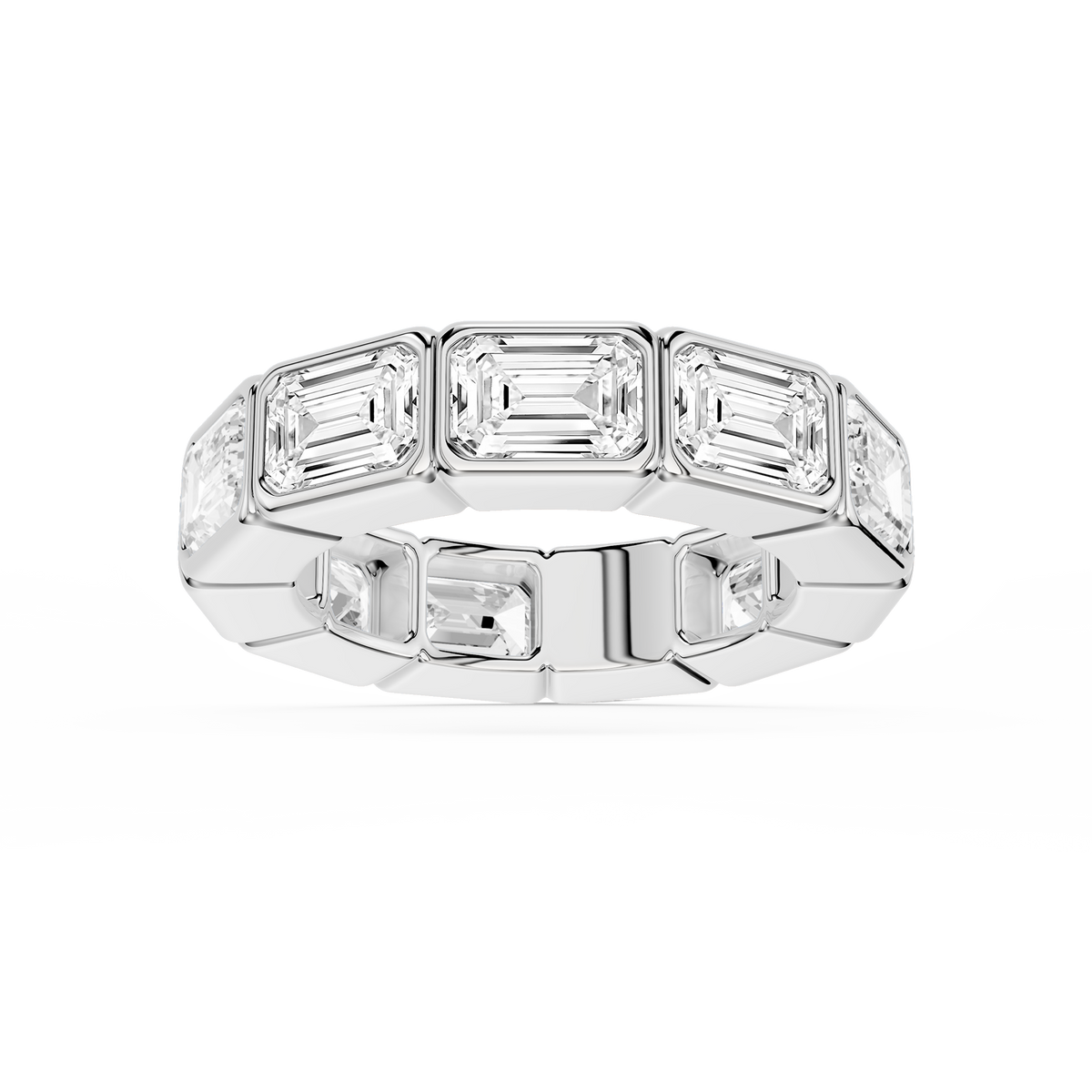 Natasha Emerald LGD East West Bezel Eternity Band - 14K White Gold / 8 ctw