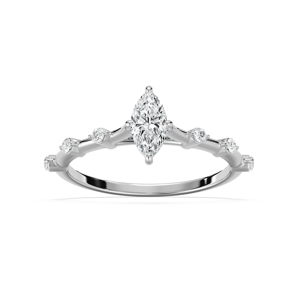 Nika 1/2 ctw Marquise LGD Petite Floating Side Stone Promise Ring - 14K White Gold