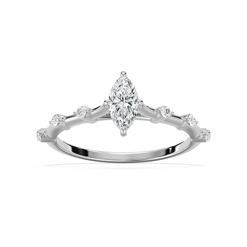 Nika 1/2 ctw Marquise LGD Petite Floating Side Stone Promise Ring - 14K White Gold