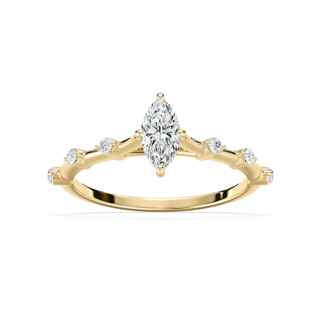 Nika 1/2 ctw Marquise LGD Petite Floating Side Stone Promise Ring - 14K Yellow Gold