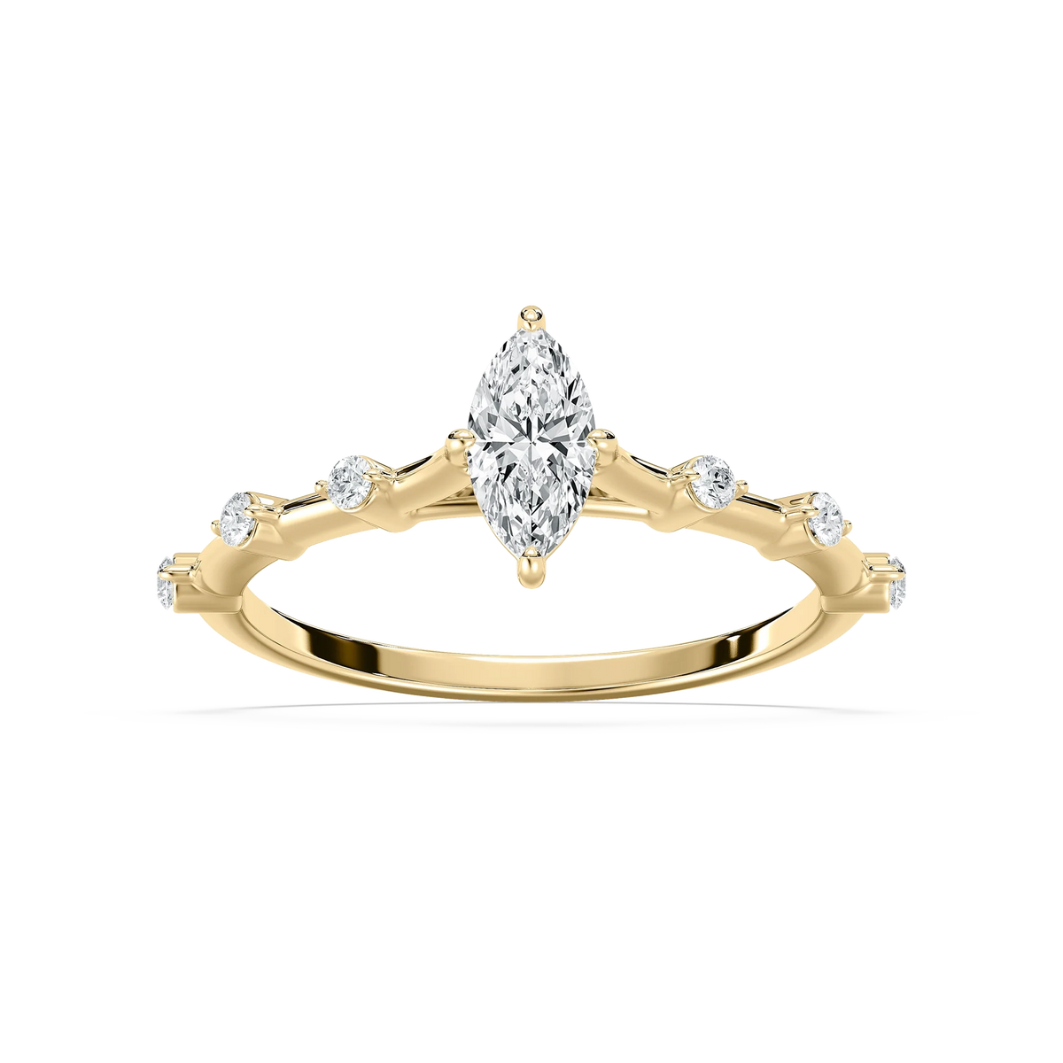 Nika 1/2 ctw Marquise LGD Petite Floating Side Stone Promise Ring - 14K Yellow Gold