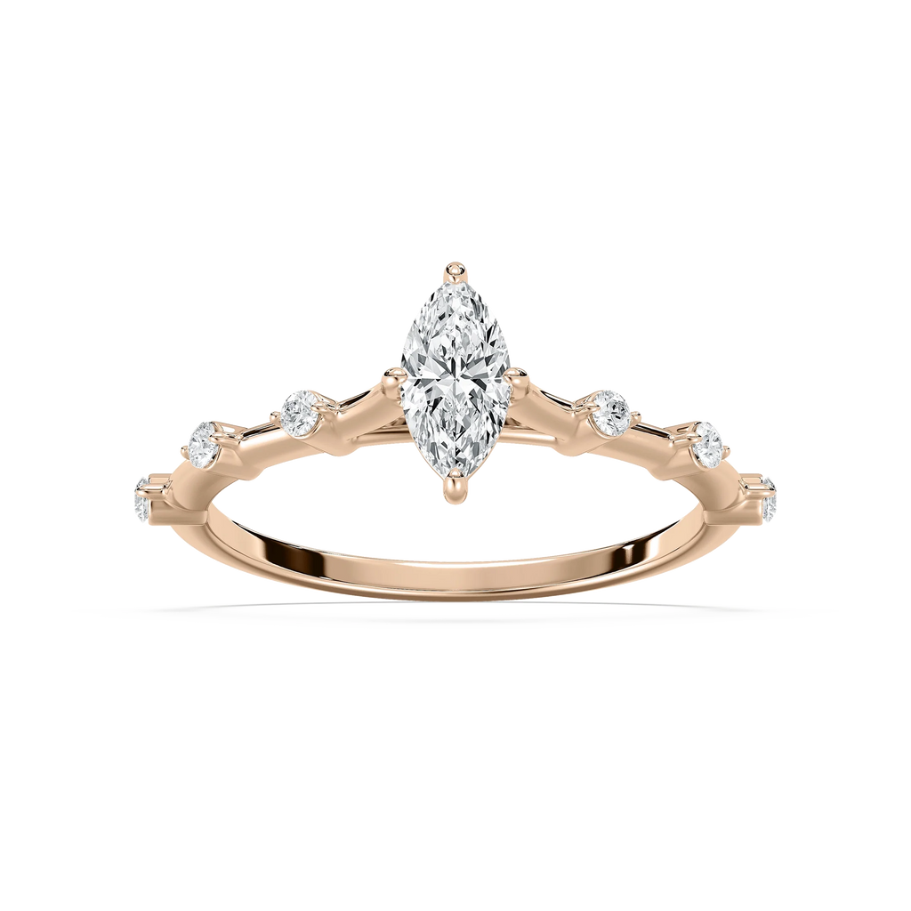 Nika 1/2 ctw Marquise LGD Petite Floating Side Stone Promise Ring - 14K Rose Gold