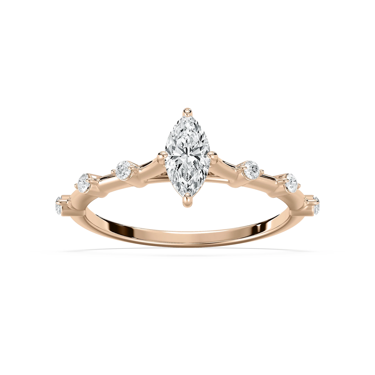 Nika 1/2 ctw Marquise LGD Petite Floating Side Stone Promise Ring - 14K Rose Gold
