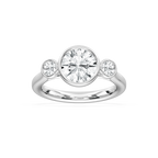 Nina 2 ½ ctw Round LGD Bezel Set Three Stone Engagement Ring - 14K White Gold