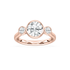 Nina 2 ½ ctw Round LGD Bezel Set Three Stone Engagement Ring - 14K Rose Gold