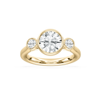 Nina 2 ½ ctw Round LGD Bezel Set Three Stone Engagement Ring - 18K Yellow Gold