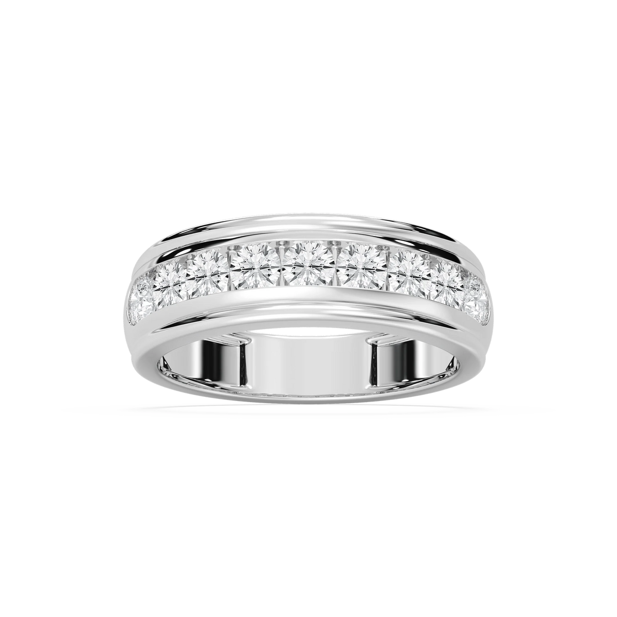 Ember 1 ctw Round LGD Nine Stone Channel Anniversary Band - 14K White Gold