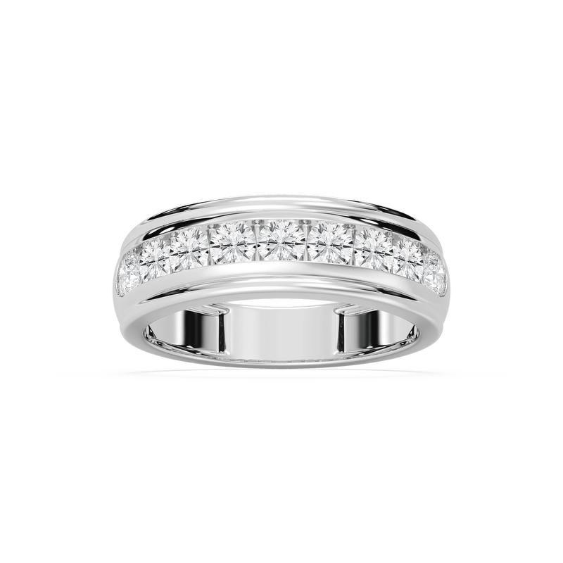 Ember 1 ctw Round LGD Nine Stone Channel Anniversary Band - 14K White Gold