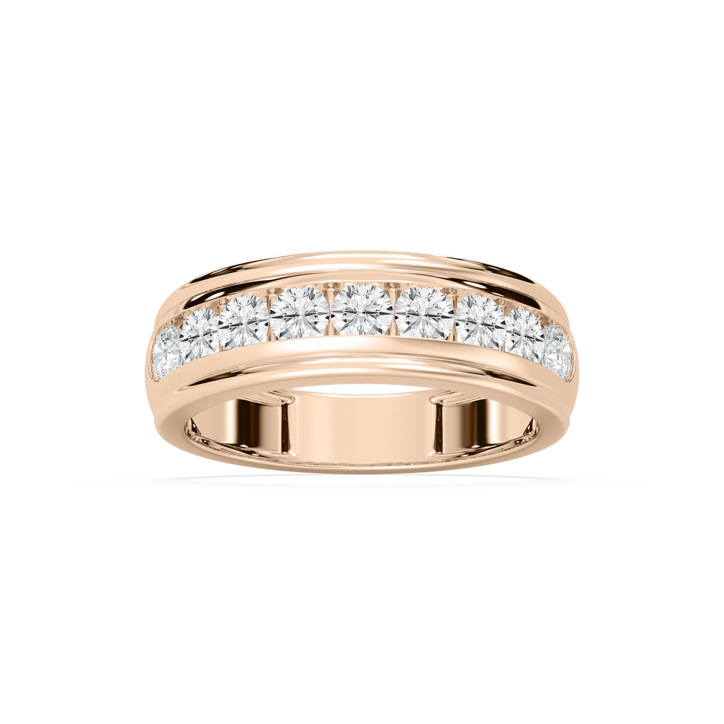 Ember 1 ctw Round LGD Nine Stone Channel Anniversary Band - 14K Rose Gold