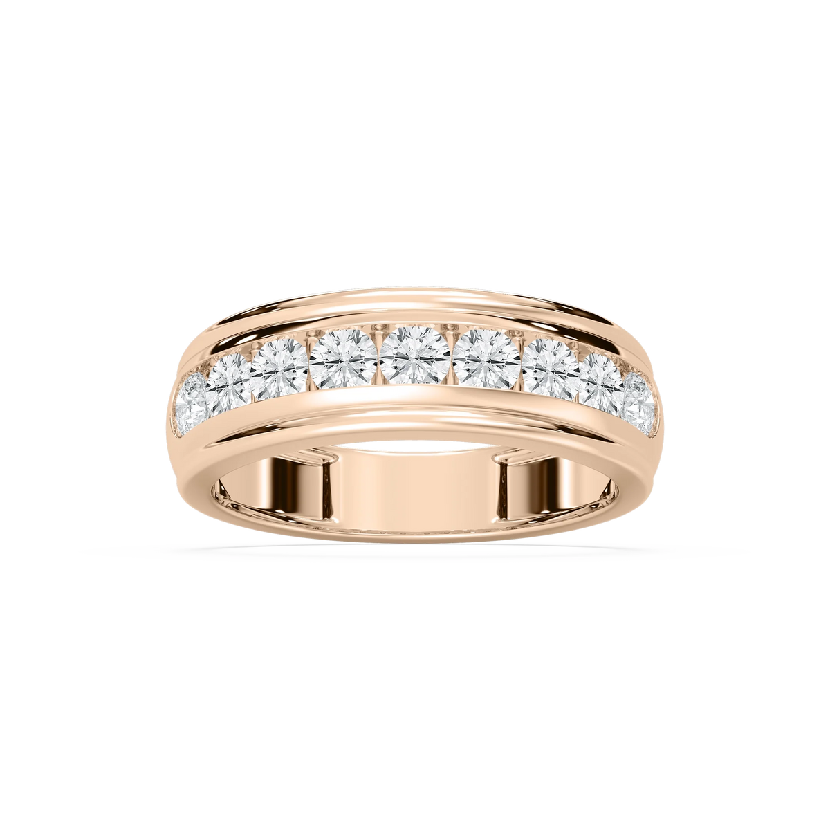 Ember 1 ctw Round LGD Nine Stone Channel Anniversary Band - 14K Rose Gold