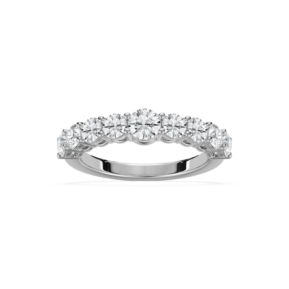 Anacá 1 ½ ctw Round LGD Nine Stone Anniversary Band - 14K White Gold / F-VS2