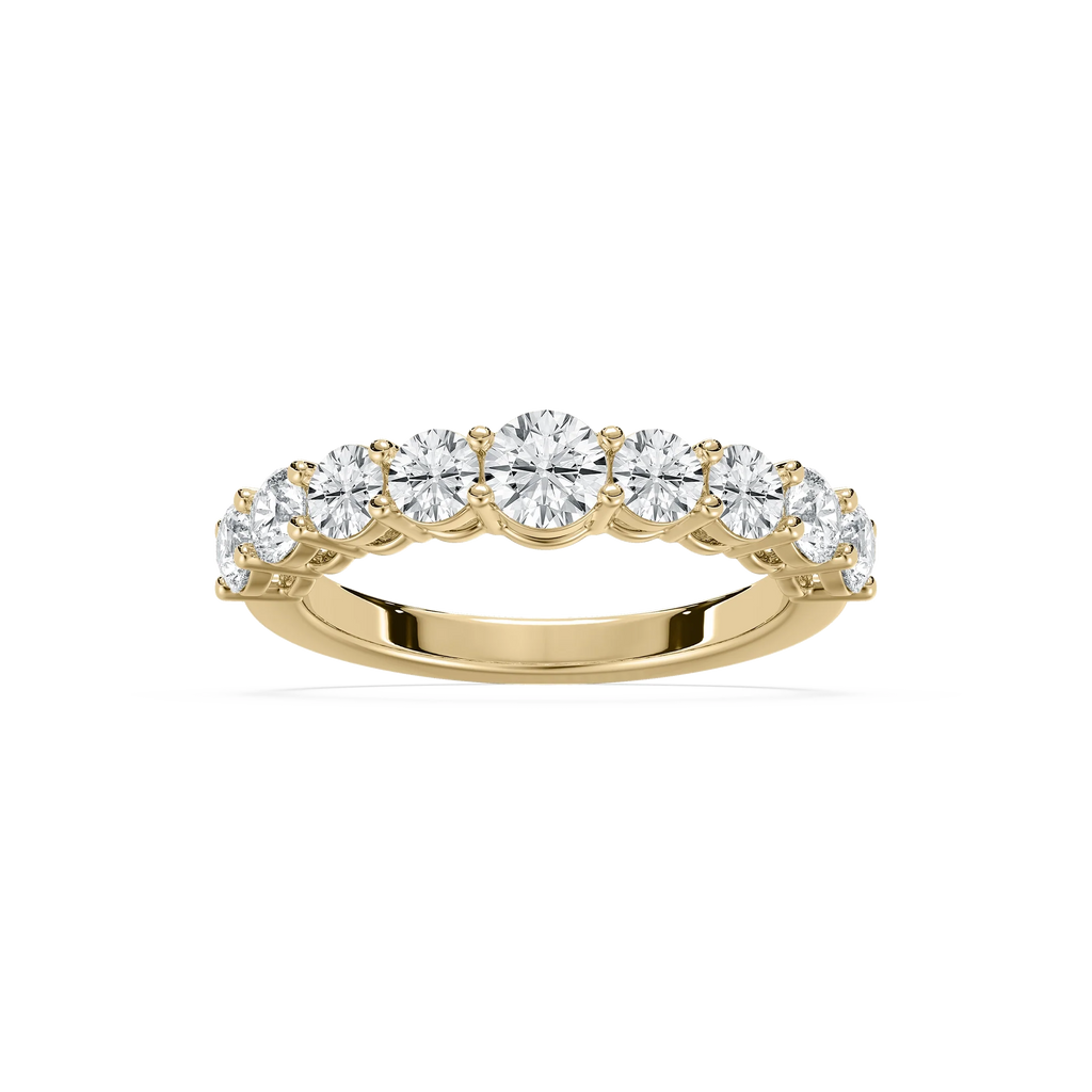 Anacá 1 ½ ctw Round LGD Nine Stone Anniversary Band - 14K Yellow Gold / F-VS2