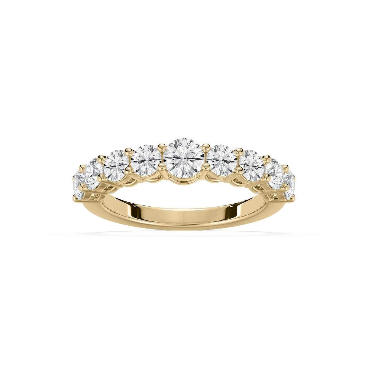Anacá 1 ½ ctw Round LGD Nine Stone Anniversary Band - 14K Yellow Gold / F-VS2