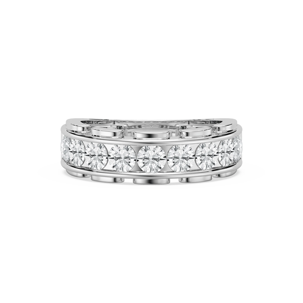 Kaylee 1 ½ ctw Round LGD Nine Stone Link Anniversary Band - 14K White Gold